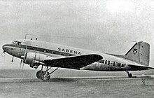 Douglas DC-3 de Sabena-Belgian Airlines en el Aeropuerto de Mánchester (1949)