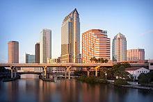 Tampa is the 13th-largest city in the region, and part of the region's fourth-largest metropolitan area. Downtown Tampa Skyline.jpg