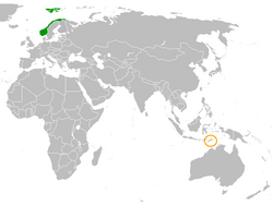 Lage von Norwegen und Osttimor