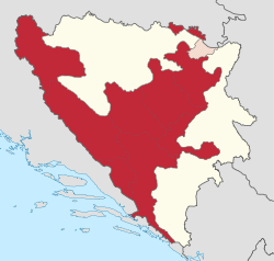 Lokasi Federasi Bosnia dan Herzegovina (red) di dalam Bosnia dan Herzegovina.a