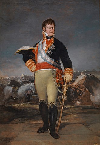 The May Revolution declared loyalty to Ferdinand VII of Spain. Fernando VII en un campamento, por Goya.jpg