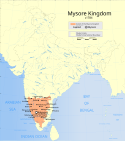   Sultanate of Mysore during the reign of Tipu Sultan, 1784 AD (at its greatest extent)