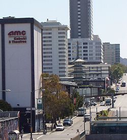 Japan Center of Japantown, with Peace Pagoda and the Sundance Kabuki 8 cinema complex.