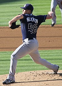 Hellickson pitching for the Tampa Bay Rays in 2013 Jeremy Hellickson 2013.jpg
