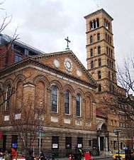 The Judson Memorial Church on the corner of Thompson Street and Washington Square South