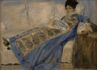 Madame Monet lisant Le Figaro, Renoir.