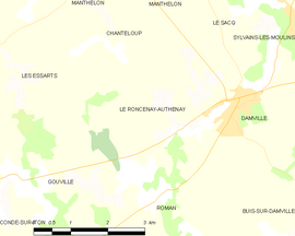 Mapa obce Le Roncenay-Authenay