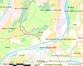 Mapa obce Oissel