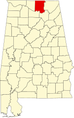 Карта штата Алабама с указанием округа Мэдисон