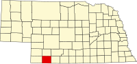 ヒッチコック郡の位置を示したネブラスカ州の地図