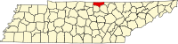 Map of Tennessee highlighting Clay County