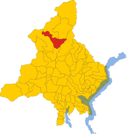 Elhelyezkedése Verbano-Cusio-Ossola megye térképén