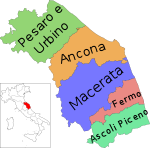 Map of region of Marche, Italy, with provinces-it.svg