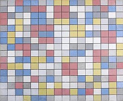 Het schilderij Rastercompositie 9 door Piet Mondriaan