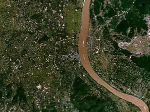 Satellietfoto van Mukdahan en omgeving