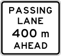 (A42-1/IG-6) Passing Lane Ahead (in 400 metres)