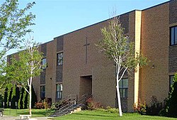 Two-story brick building, probably built in the 1960s