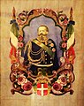 Gemälde von König Vittorio Emanuele II mit Stickereien