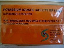 An unopened box of potassium iodate tablets Potassium iodate tablets.jpg