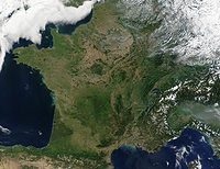 Nasa-Satellietbeeld van Frankryk.