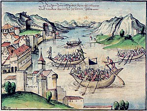 Combat naval entre Zurichois et Schwytzois sur le lac de Zurich en 1440 (Ancienne guerre de Zurich).