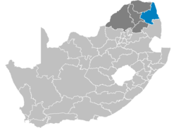 Karte de Sud Afrika montra Mopani in Limpopo