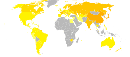 100,000人あたりの自殺者数。男性（左）、女性(右) (1978–2008年のデータ).   no data   < 1   1–5   5–5.8   5.8–8.5   8.5–12   12–19   19–22.5   22.5–26   26–29.5   29.5–33   33–36.5   >36.5