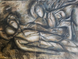 Oplakivanje Krista. 200 x 80 cm. Ugljen, suhi pastel. 1987.