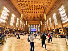 The station's Art Deco style grand concourse The concourse of 30th Street Station in Philadelphia, Pennsylvania.jpg