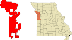 Location in Jackson, Clay, Platte, and Cass Counties in the state of Missouri.