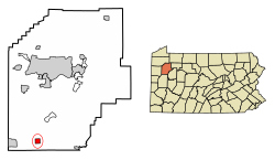 Location of Clintonville in Venango County, Pennsylvania.