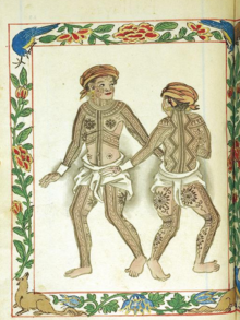 Some tattoo symbols recorded in the Boxer Codex (1590). Due to Spanish colonization, racism, and the stigma it brought against tattooed indigenous peoples, the art of tattoo gradually faded in the archipelago' cultures. Visayans 1.png