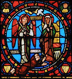 Stained glass window at Saint Denis Basilica (1130-1140), coloured with cobalt blue