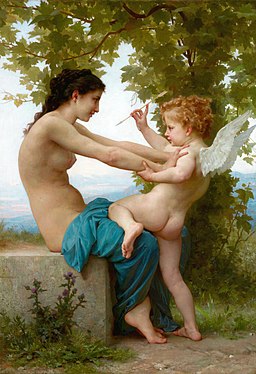 William-Adolphe Bouguereau (1825-1905) - A Young Girl Defending Herself Against Eros (1880)