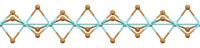 Ball-and-stick model of a polymer chain of face-sharing octahedra in the crystal structure of zirconium(III) bromide