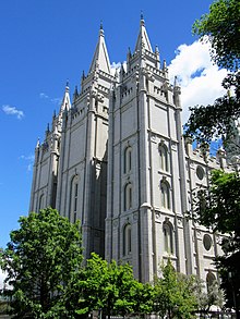 LDS Salt Lake Temple. Located at Church headquarters in Salt Lake City, Utah.