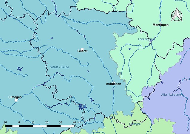 La Creuse est découpée en quatre sous-bassins administratifs : « Vienne-Creuse », « Loire moyenne », « Dordogne » et « Allier-Loire amont ».