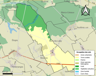 Carte en couleurs présentant l'occupation des sols.