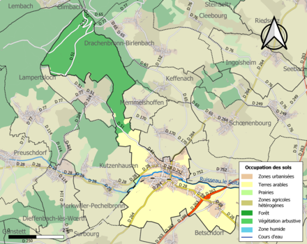 Carte en couleurs présentant l'occupation des sols.