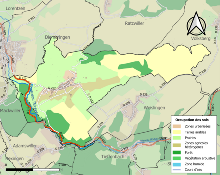 Carte en couleurs présentant l'occupation des sols.