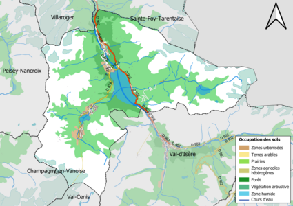 Carte en couleurs présentant l'occupation des sols.