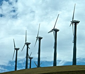 Wind turbines at Altamont Pass near Livermore,...