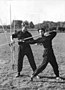 Klaus Frost, DDR-Meister im Speerwerfen, beim gemeinsamen Training mit einer Kommilitonin (1955)