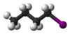 Ball and stick model of butyl iodide