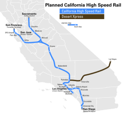 A California High-Speed Rail útvonala