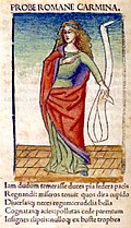 Faltonia Betitia Proba holding a scroll with the beginning of her Cento