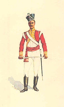 Subadar of the 21st Bengal Native Infantry, 1819 (published in An Assemblage of Indian Army Soldiers & Uniforms from the original paintings by the late Chater Paul Chater) Chaterbengal.jpg