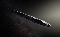 Az 'Oumuamua aszteroida művészi, elképzelt ábrázolása