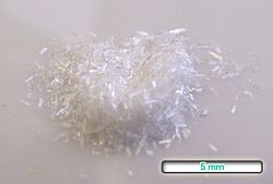 A small pile of white crystals