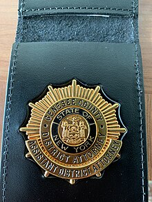 The badge of an Assistant District Attorney in Genesee County, New York GeneseeDABadge.jpg